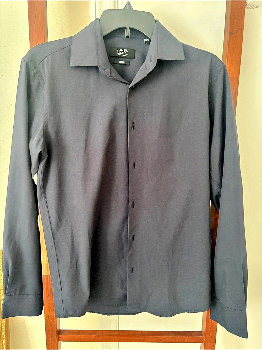 Jones New York Signature Slim Fit Dress Shirt Men's Gray Dress Shirt Size Small